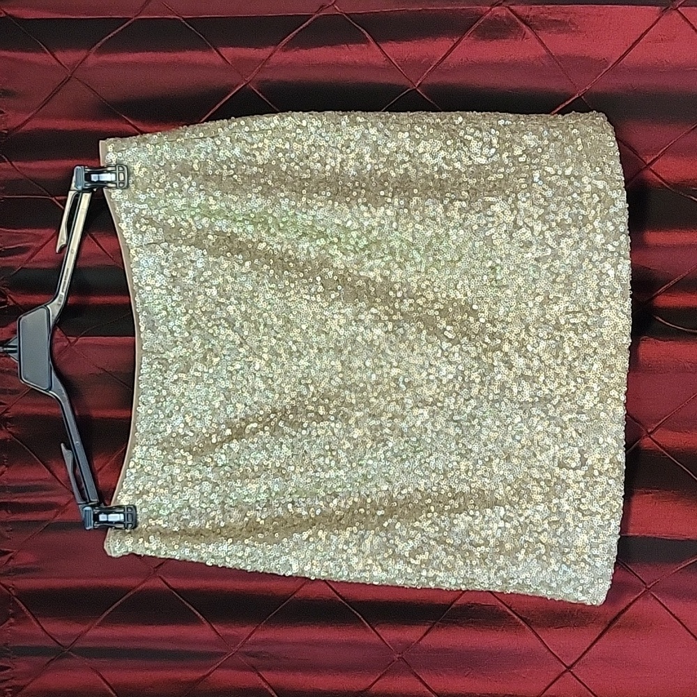 Euc- Cache Gold / Silver Metallic Sequin Mini Ski… - image 3